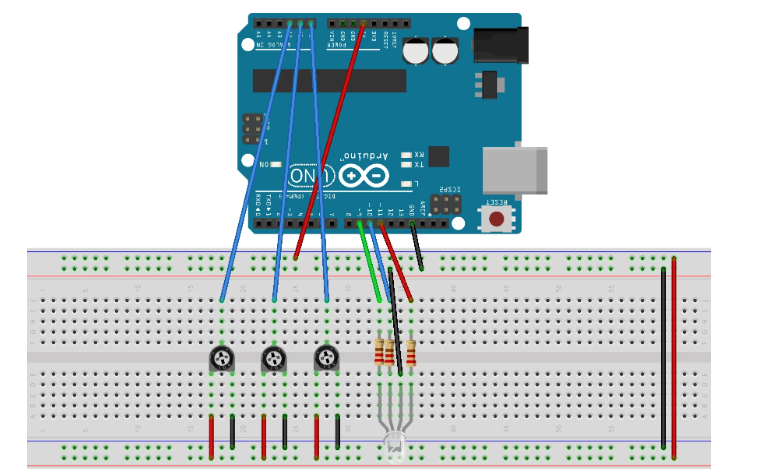 Arduino cơ bản 11: Thay đổi màu sắc LED RGB bằng biến trở sử dụng Arduino